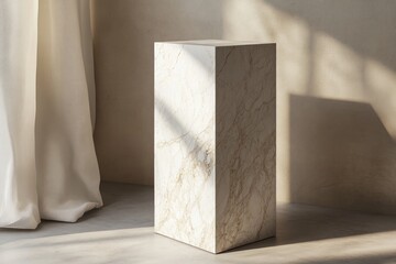 Elegant marble pedestal with soft shadows and natural light