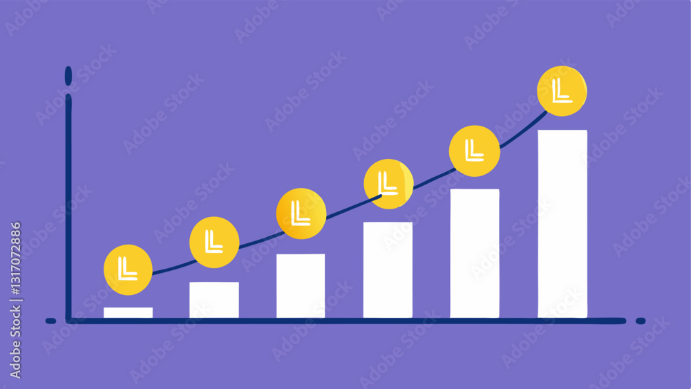 Poster growth chart a simple graph with an upward trend showing the growth of lent crypto assets over time 
