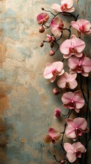 Timeless floral elegance soft pink orchids on vintage texture