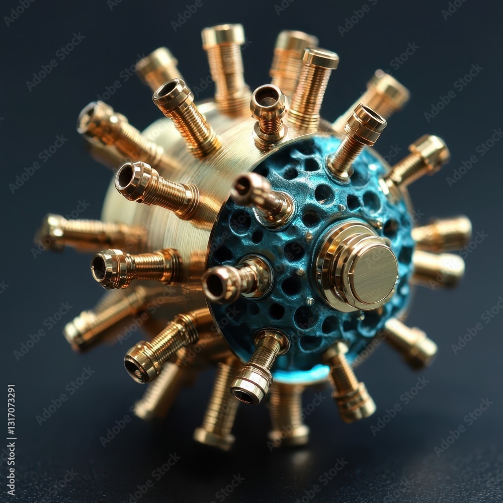 Poster abstract metallic sculpture with intricate details and unique shape