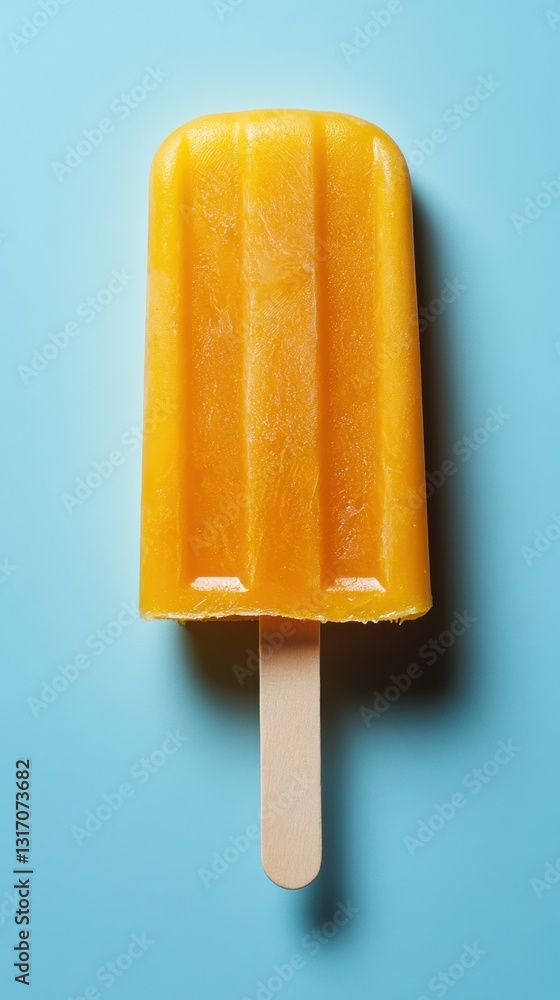 Aufkleber refreshing orange popsicle on light blue background capturing summer vibes and delicious frozen trea