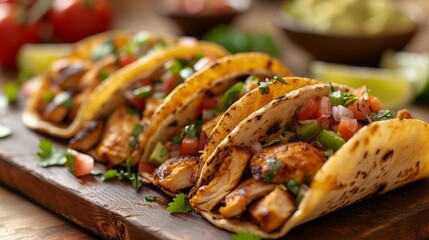 Delicious Chicken Tacos from Mexico with Fresh Ingredients and Clean Lines