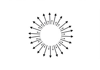 Obraz premium black arrows radiating outward, circular pattern, simple graphic design, minimalist illustration, symmetrical composition
