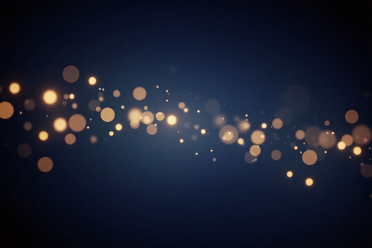 blue and gold glittery background with bokeh lights