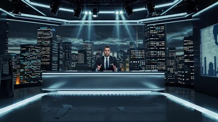 Nightly news alert highlighting urgent updates from the city skyline