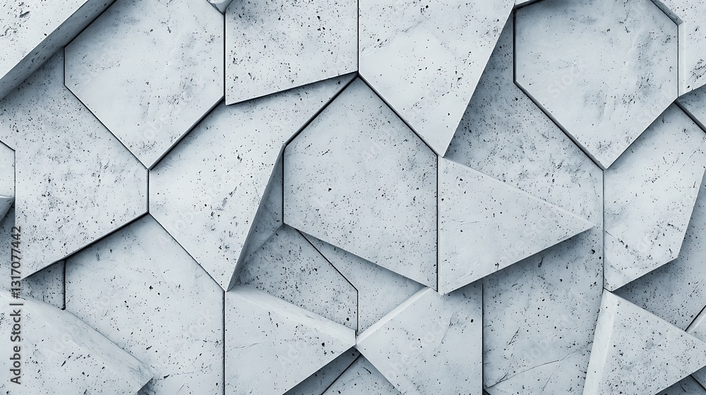 Poster a close-up of a textured concrete wall featuring geometric hexagonal patterns in a light gray hue.