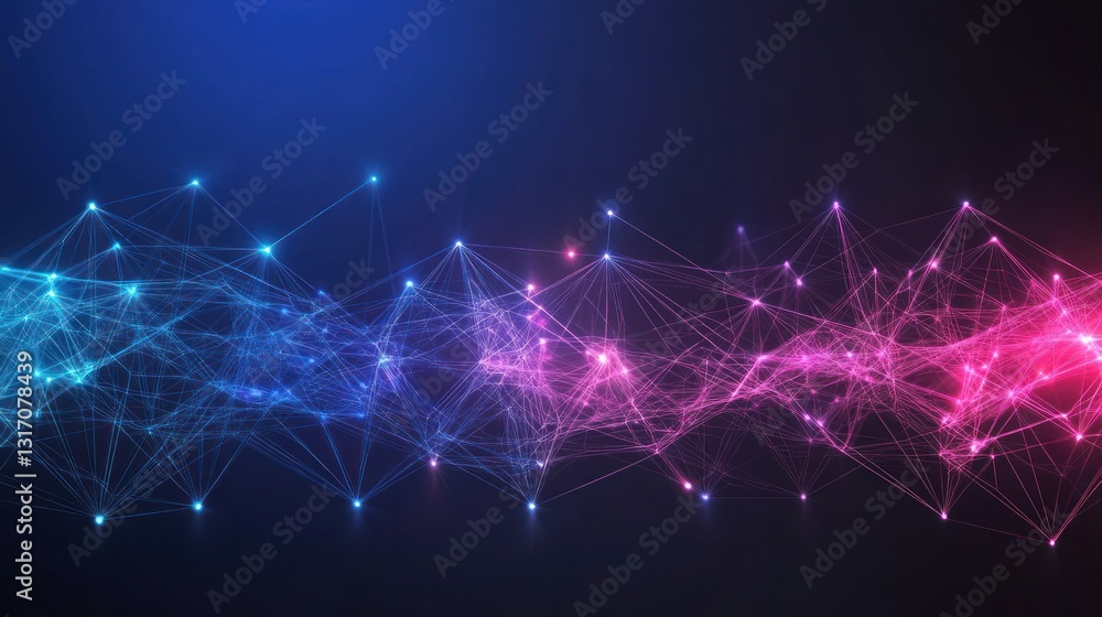 Poster abstract network of glowing points and lines