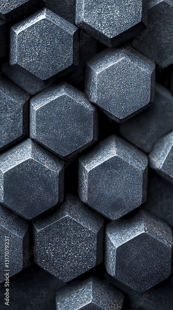 Aufkleber a close-up of textured hexagonal patterns in dark tones, showcasing geometric shapes and symmetry.