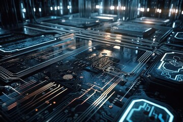 Detailed Abstract Circuit Pattern Created With Advanced Technology And Clean Lines