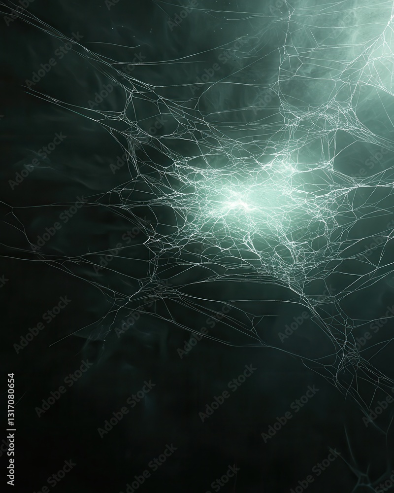 Poster ethereal light and web-like structure on dark background