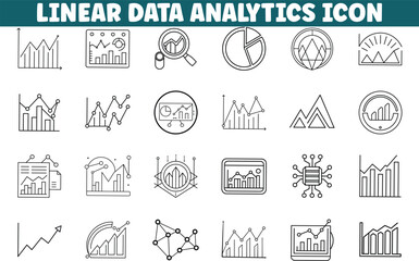 Linear Data Analytics Icon Set Charts, Graphs, and Data Visualization
