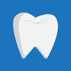White Tooth Vector Design with Blue Background for Dental Care