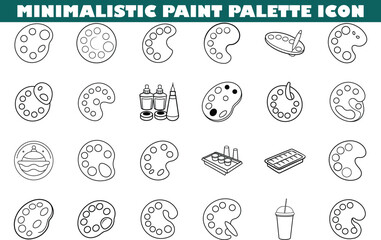 Minimalist Paint Palette Icons Art Supplies, Design Elements, Vector Graphics