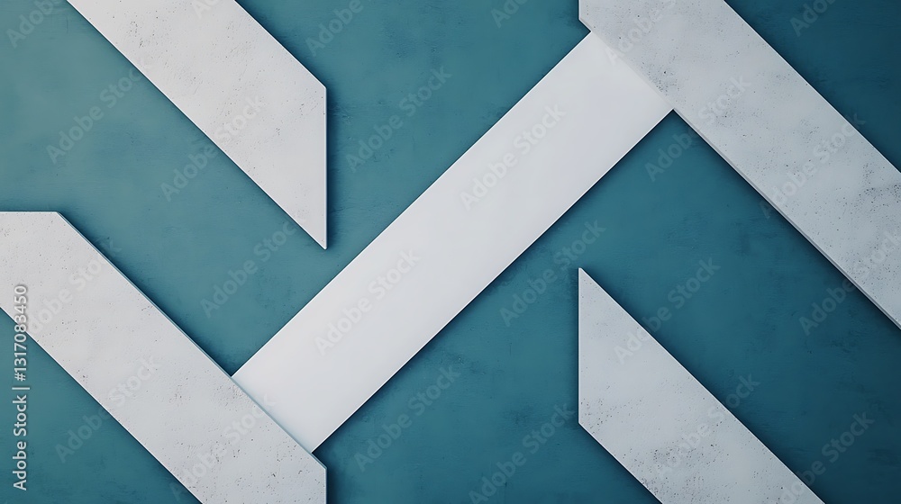 Poster abstract geometric shapes in white and teal create a modern, artistic composition, evoking a sense o