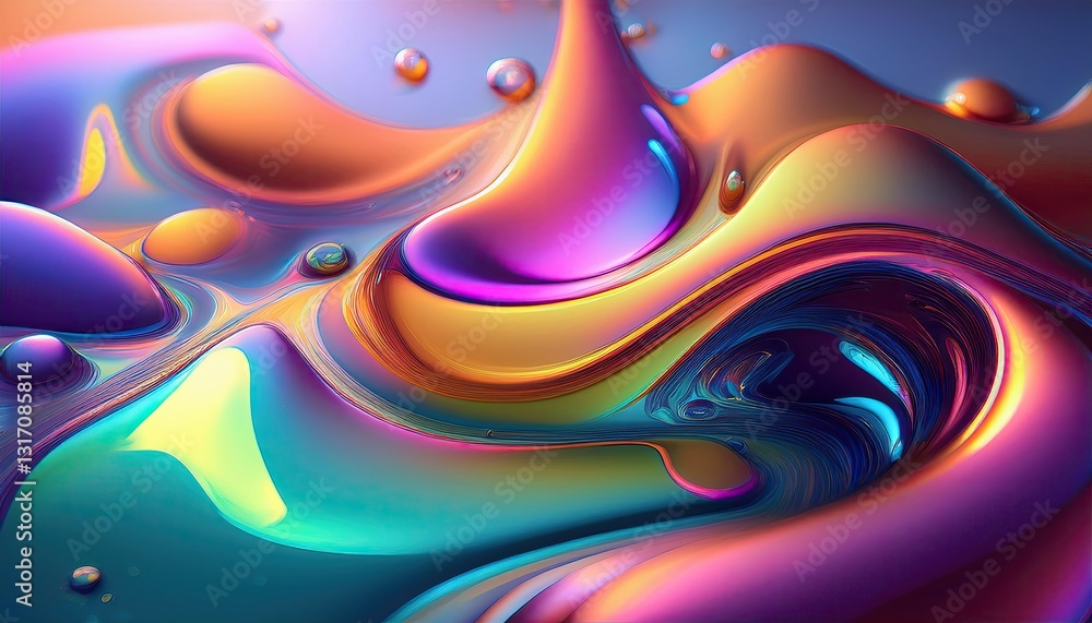 Poster Colorful Abstract Liquid Swirls Create a Mesmerizing Visual Experience in a Vibrant Setting