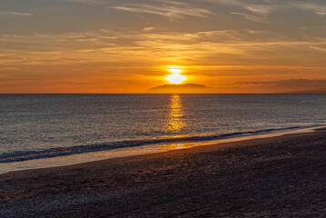Obraz premium Sonnenuntergang in Torrox Costa, Andalusien, Spanien.