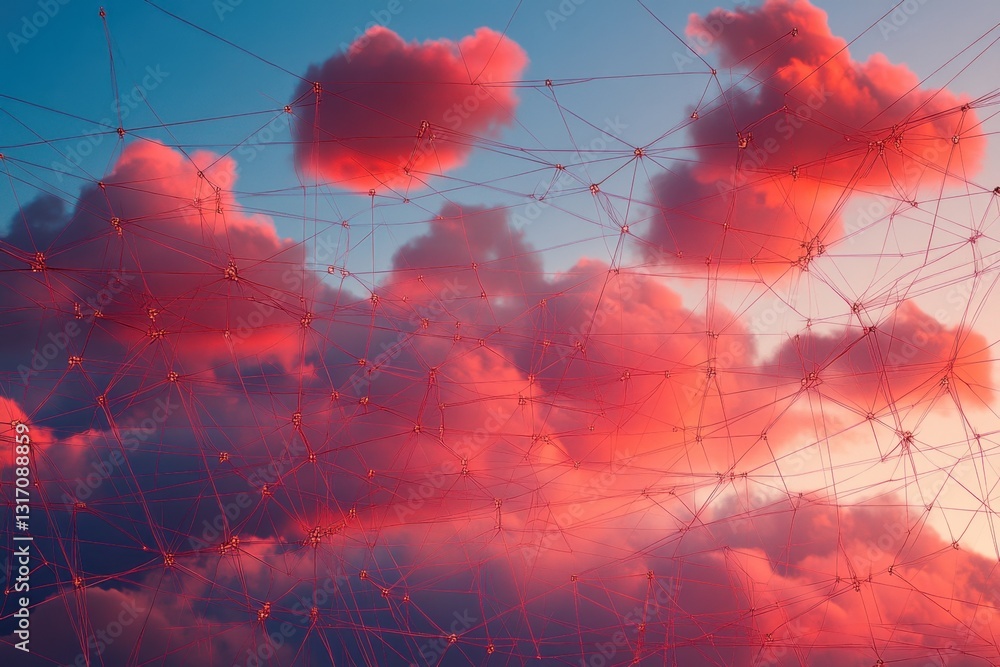 Aufkleber interconnected network nodes symbolizing cloud technology .