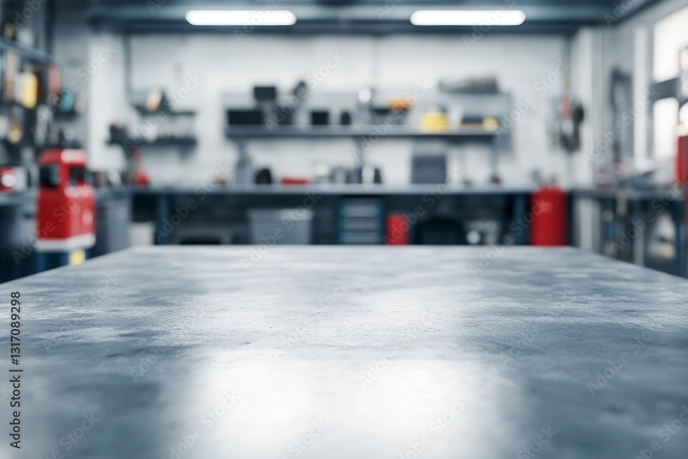 Poster empty workbench surface in workshop for product display or backdrop