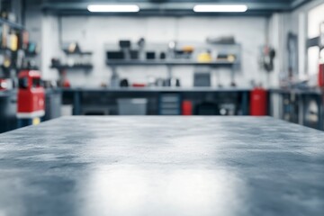 Empty Workbench Surface in Workshop for Product Display or Backdrop