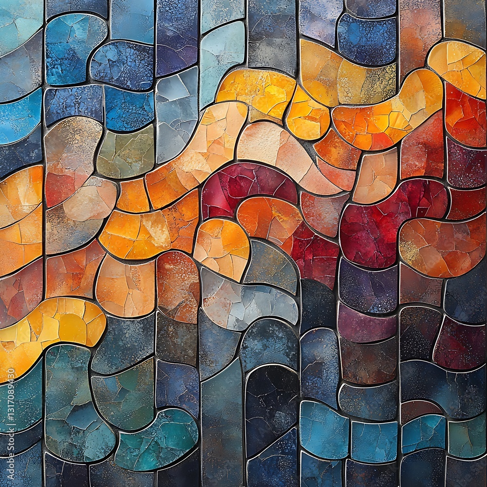 Aufkleber abstract mosaic of colorful glass tiles with a flowing design and gradient of color