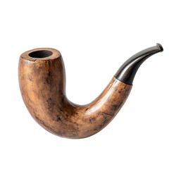 Vintage Smoking Pipe: A close-up shot of an old, wooden smoking pipe with a curved stem, showcasing its craftsmanship and vintage appeal.