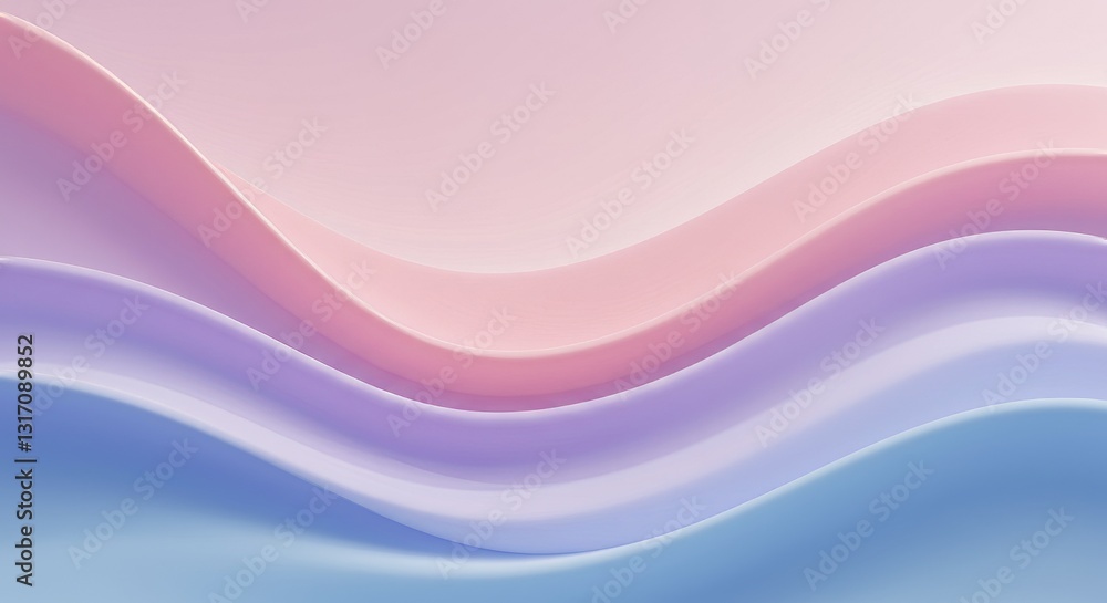Wall mural soft, flowing abstract waves in pastel colors, creating a sense of calm and serenity, suitable for w