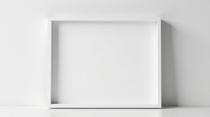 A pristine white square frame rests against a minimalist backdrop, offering a clean and modern aesthetic for design presentations and artistic endeavors.