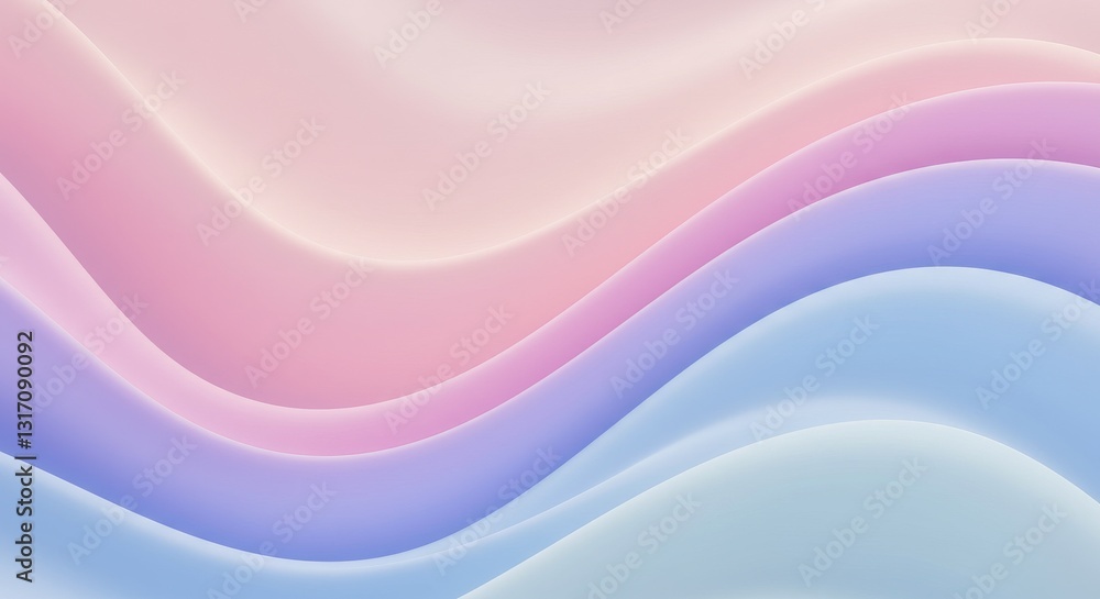 Wall mural soft, flowing abstract waves in pastel colors, creating a sense of calm and serenity, suitable for w