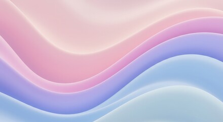 Soft, flowing abstract waves in pastel colors, creating a sense of calm and serenity, suitable for wellness backgrounds