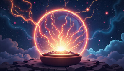 Mystical crystal ball glowing with swirling energy, magical insight