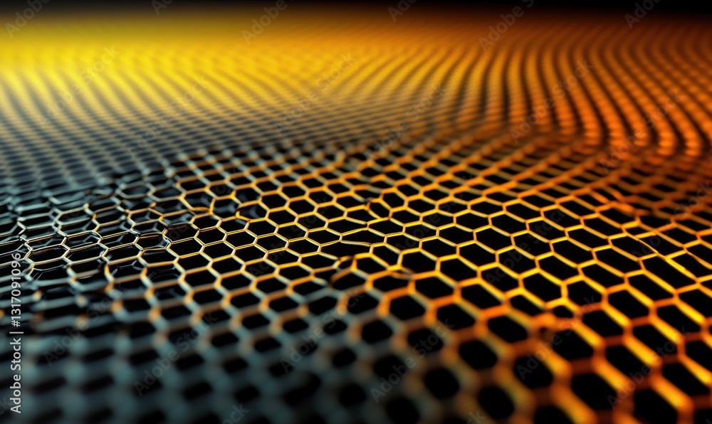 Poster abstract golden honeycomb grid background with gradient effect