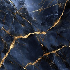 Navy blue marble texture with gold veins.