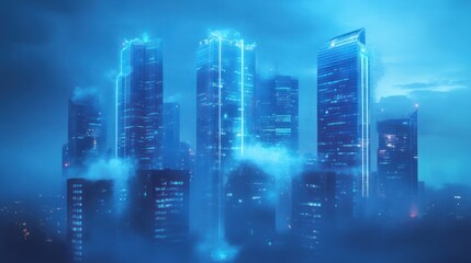 Futuristic City Skyline at Night