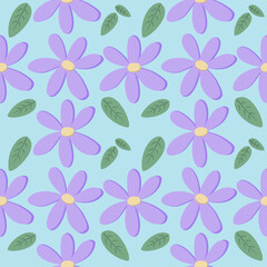 Obraz premium seamless floral pattern on blue background 