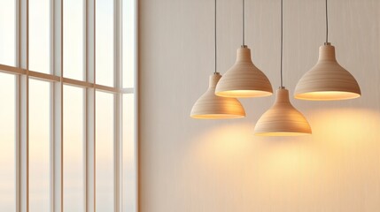 Obraz premium Glowing lamp display in cozy interior space a light-filled perspective on modern design