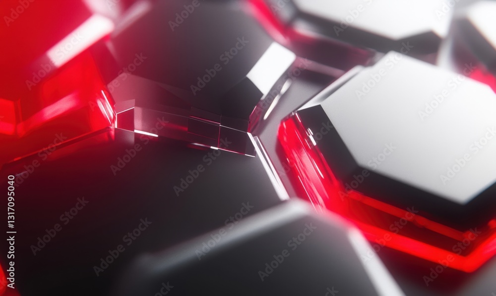 Poster abstract red and black hexagons background for tech design