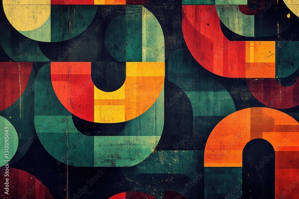 Poster interlocking shapes and repeating patterns in a visual representation of productivity .