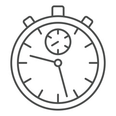 Stopwatch timer thin line icon, sport game concept. Vector graphics. Clock watch sign on white background, outline style icon for mobile or web design.