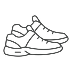Sport sneakers pair thin line icon, footwear concept. Vector graphics. Favorite shoes boots sign on white background, outline style icon for mobile or web design.