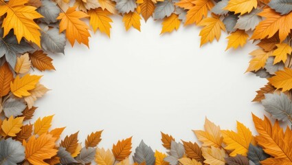 Autumn Leaves Creating a Decorative Frame on a Blank Surface Celebrating the Fall Season