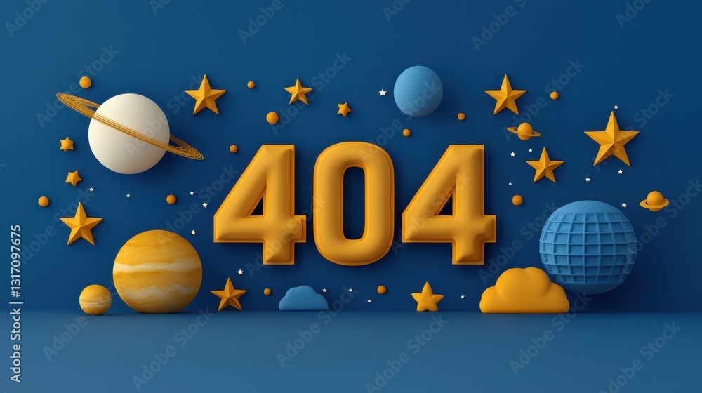 Aufkleber colorful 404 error page design with celestial elements and shapes