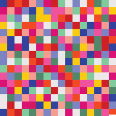 Rainbow Checkerboard retro colours vector seamless pattern. Geometric abstract background. Checkered surface design. Good for print, wrapping paper