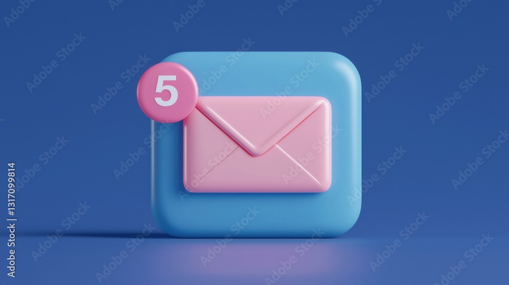 Poster colorful 3d notification icon for new messages and emails