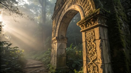 Fototapeta premium Ancient Ruins Whisper Secrets: Architectural Photography of Curiosity Unveiled