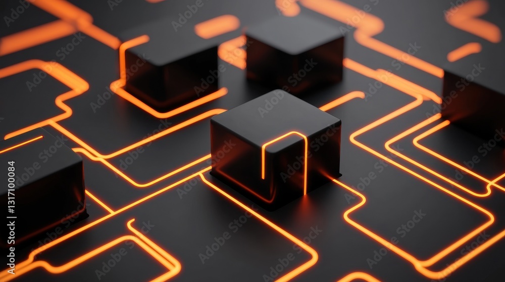 Aufkleber abstract design with glowing lines and geometric shapes on dark background