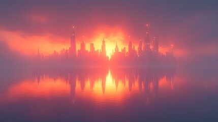 Serene Business Skyline Glowing with Equity and Prosperity