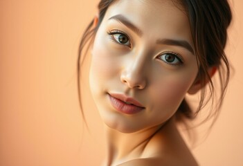 Warm pastel-colored portrait of a young woman