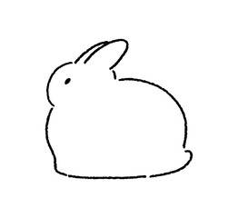 Simple line art of a sitting rabbit. Cozy hand-drawn rabbit ink drawing. Bunny vector illustration