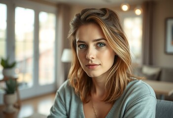 Soft focus portrait of a female in a cozy room