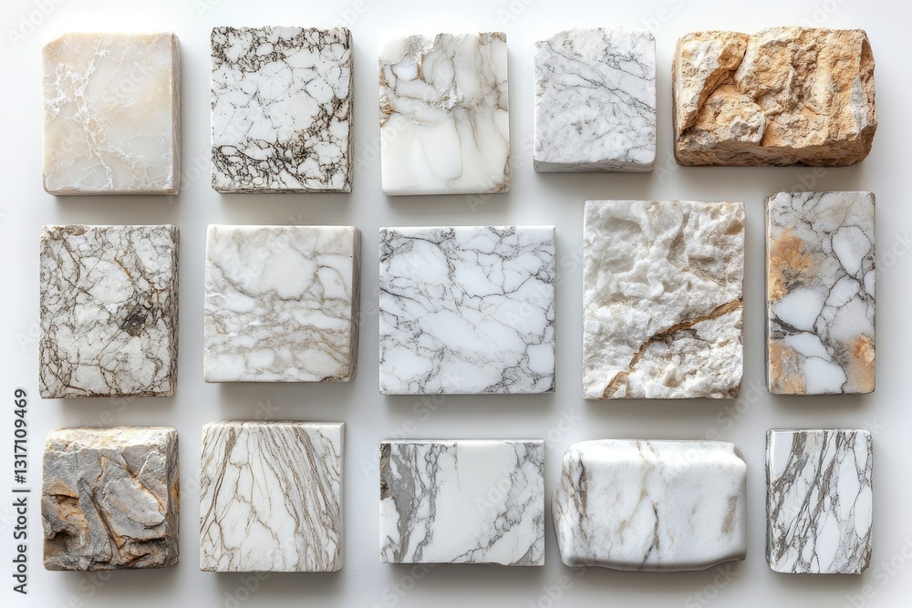 Aufkleber a collection of square and rectangular marble and stone samples showcasing various textures and colo